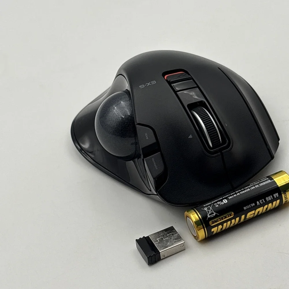 ELECOM EX-G Left-Hand Wireless Trackball Mouse Black M-XT4DRBK w/ USB Receiver